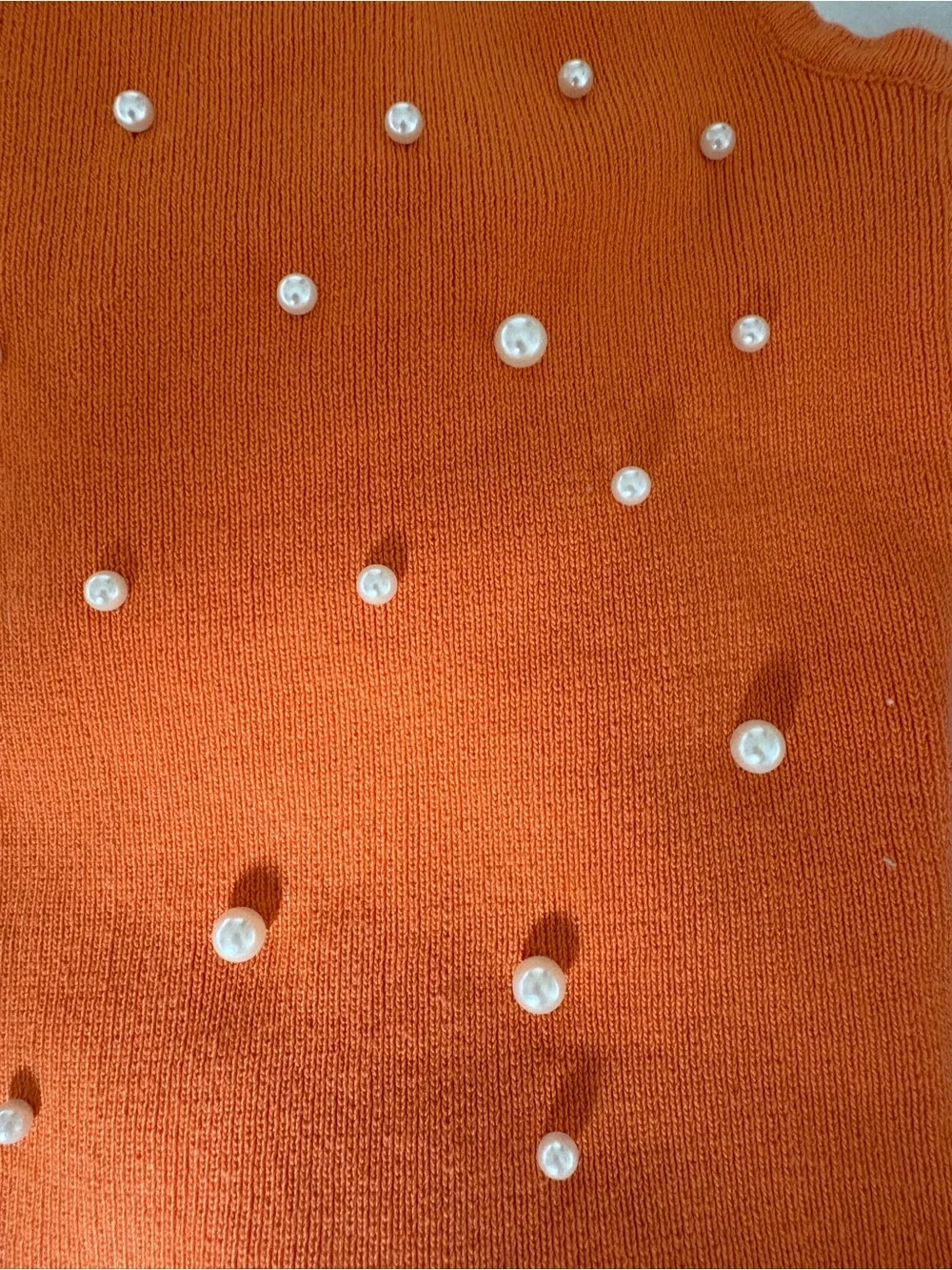 Love Tree Orange Pearl-Studded Knit Crop Tank - Picture 3 of 5